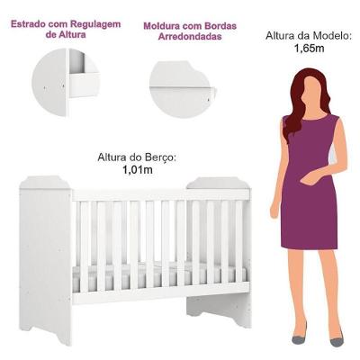 Berço Americano Mini Cama Mel em MDF com Colchão Gazin Branco Brilho