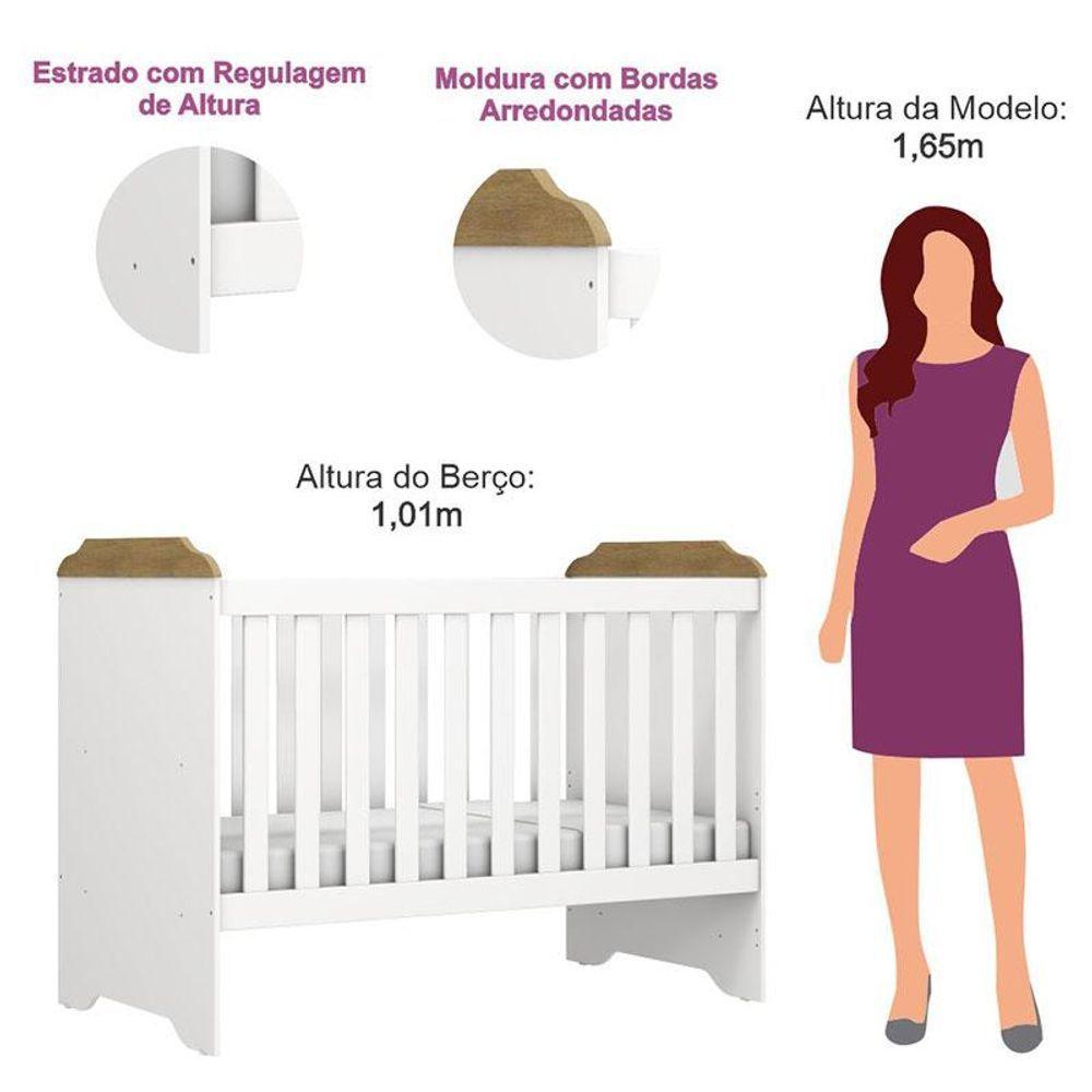 Berço Americano Mini Cama Mel Branco Acetinado Amadeirado - Carolina - 4