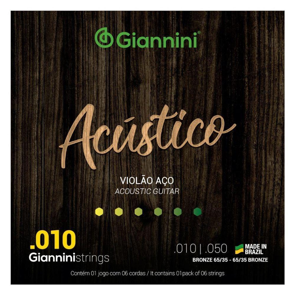 Encordoamento Para Violão Aço Acústico 6 Cordas .010 Bronze Geswam - 1