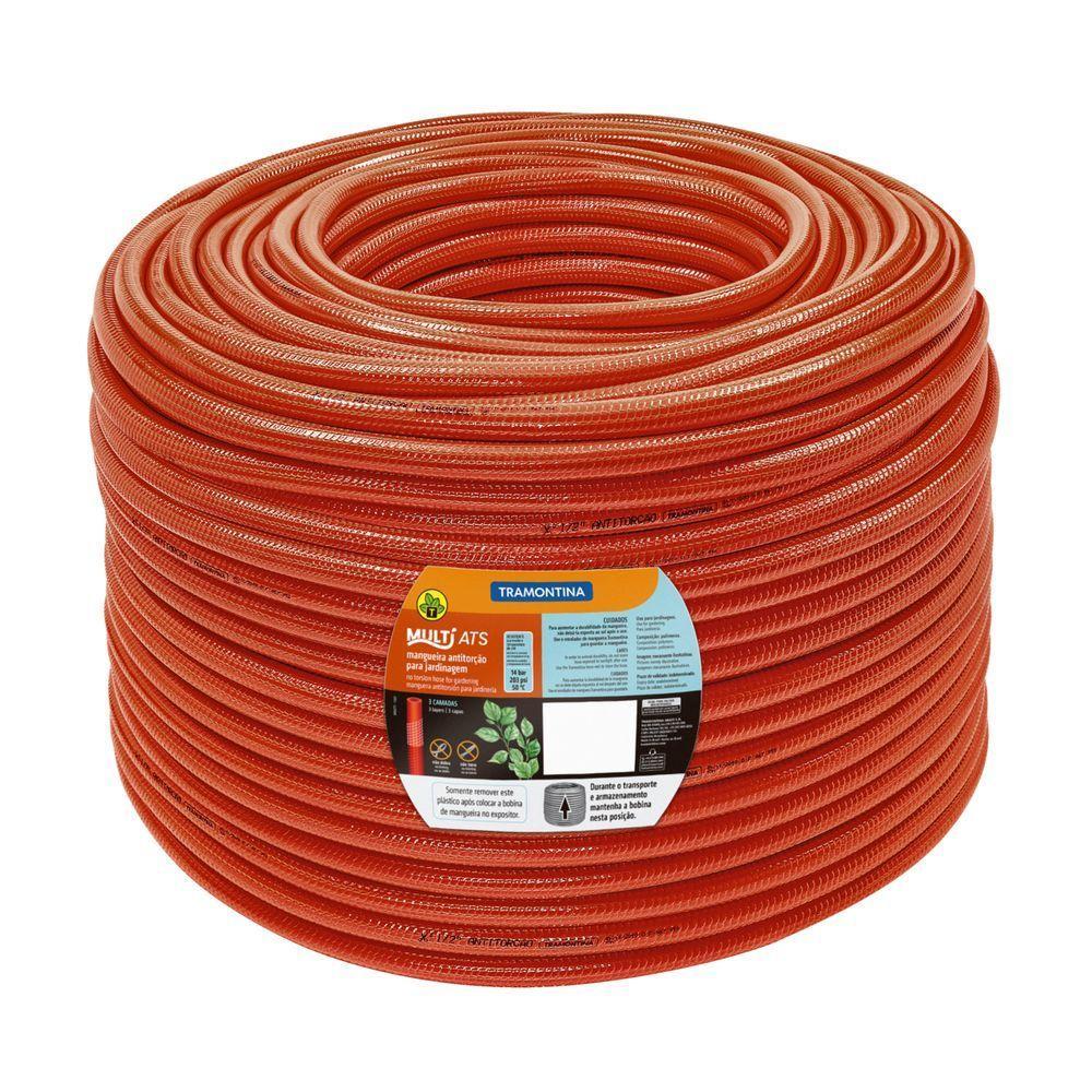 Mangueira Antitorção Multi Ats 1/2 Polegada Tramontina Laranja Em Pvc 3 Camadas 200 M - 8