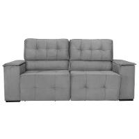 Sofá Cama Retrátil Sala Vicenza 210cm Linho Cor Cinza Claro - 2