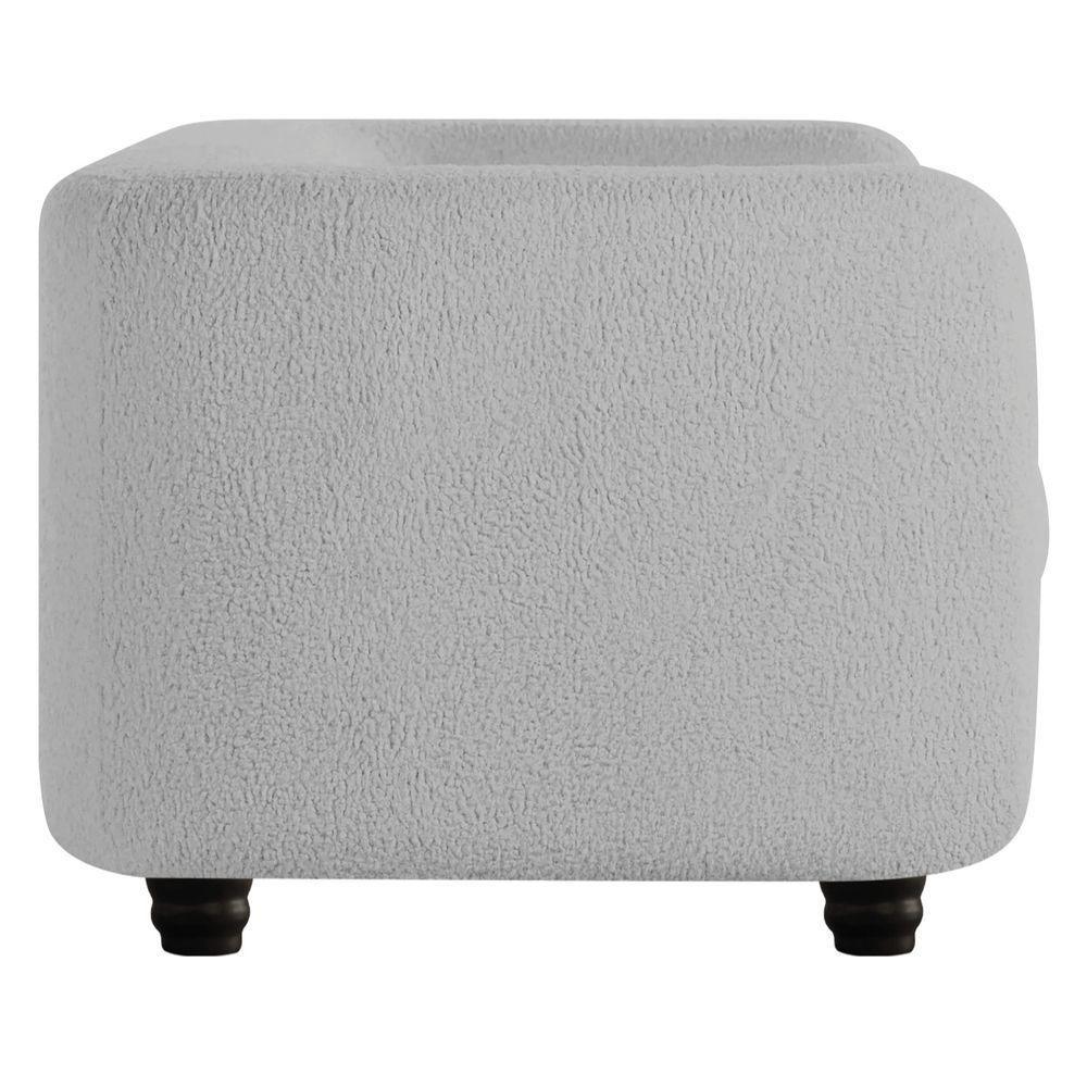 Sofá 3 Lugares Luxo Recepção Escritorio Sala Veneza 180cm Linho Cor Cinza Claro - 5