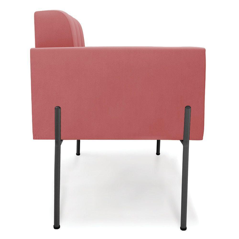 Poltrona Pé De Ferro Preto Para Sala Kit 2 Elisa Suede D03 - D'rossi Cor Rose - 5