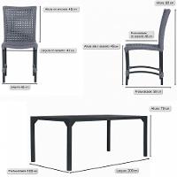 8 Cadeiras Corda Náutica E Mesa Tampo Ripado Retangular 2,00 Prata - 6