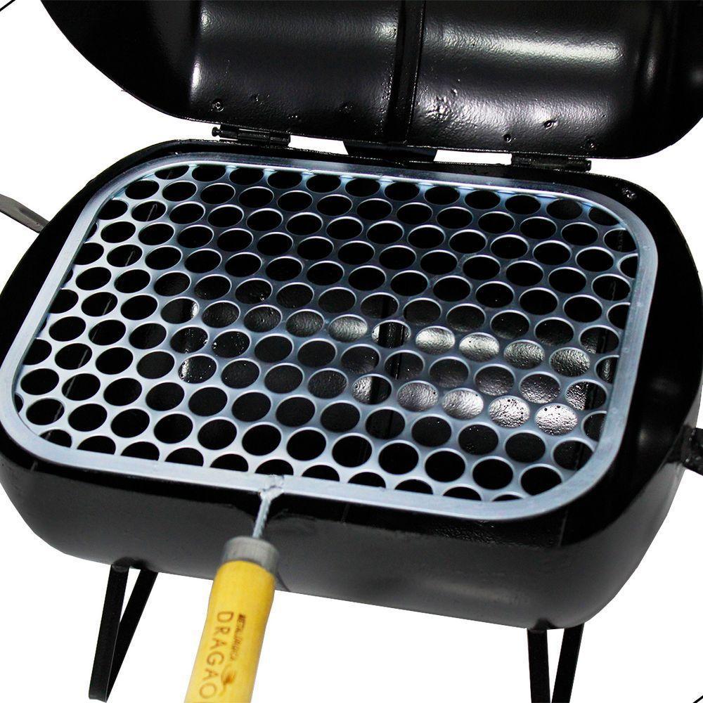 Churrasqueira Bafo Pequena Com Grelha Para Churrasco Preto - 4