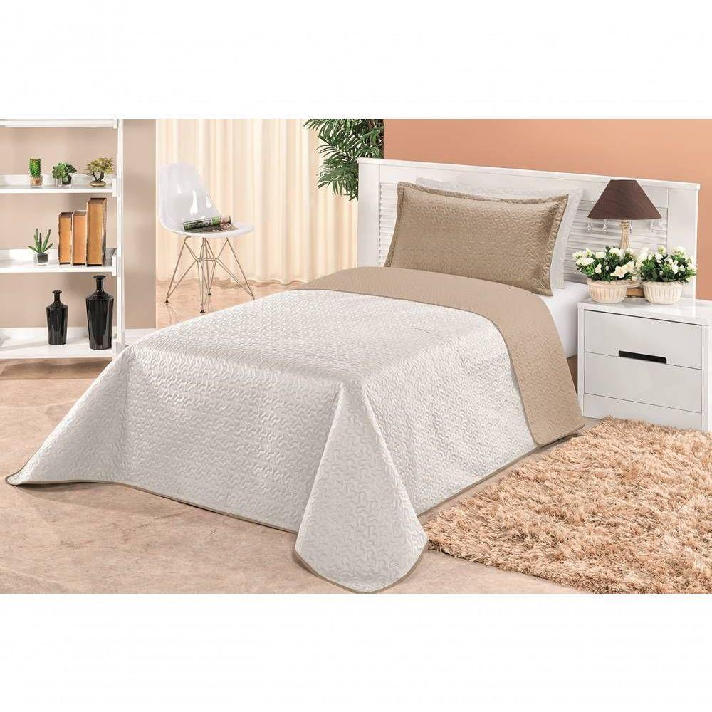 Cobre Leito Dupla Face Solteiro Clara 02 Peças - Branco/cáqui - 4