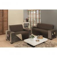 Protetor De Sofá Dupla Face Impermeável Mr 2 E 3 Lugares King - Marrom/cáqui