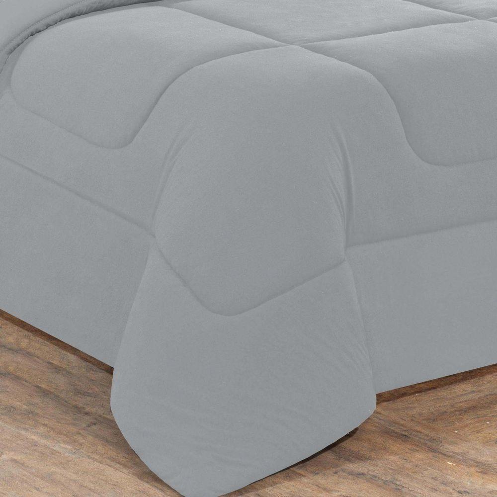 Kit Edredom + Jogo De Lençol 100% Algodão Gran Moratta 5 Peças Solteiro Cinza-cinza - 2