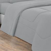 Kit Edredom + Jogo De Lençol 100% Algodão Gran Moratta 5 Peças Solteiro Cinza-cinza - 4