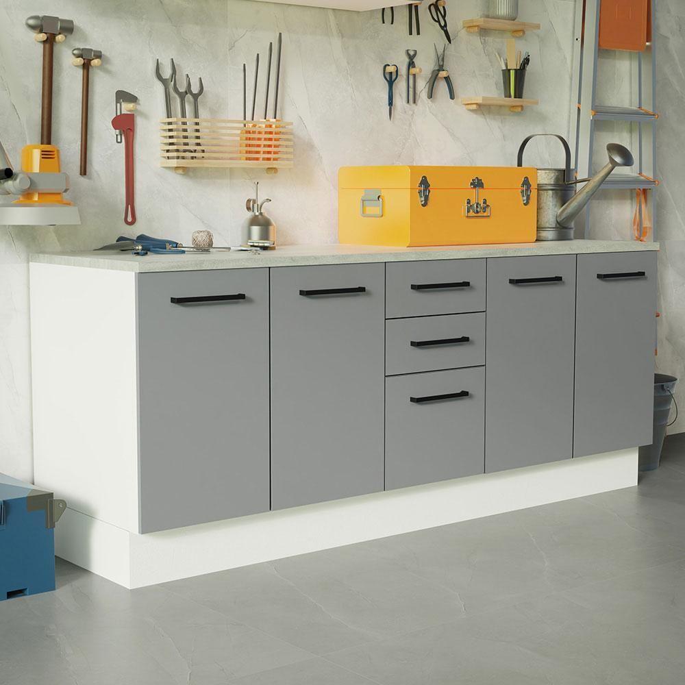 Kit 2 Balcões Multiuso 4 Portas 3 Gavetas Branco - 1