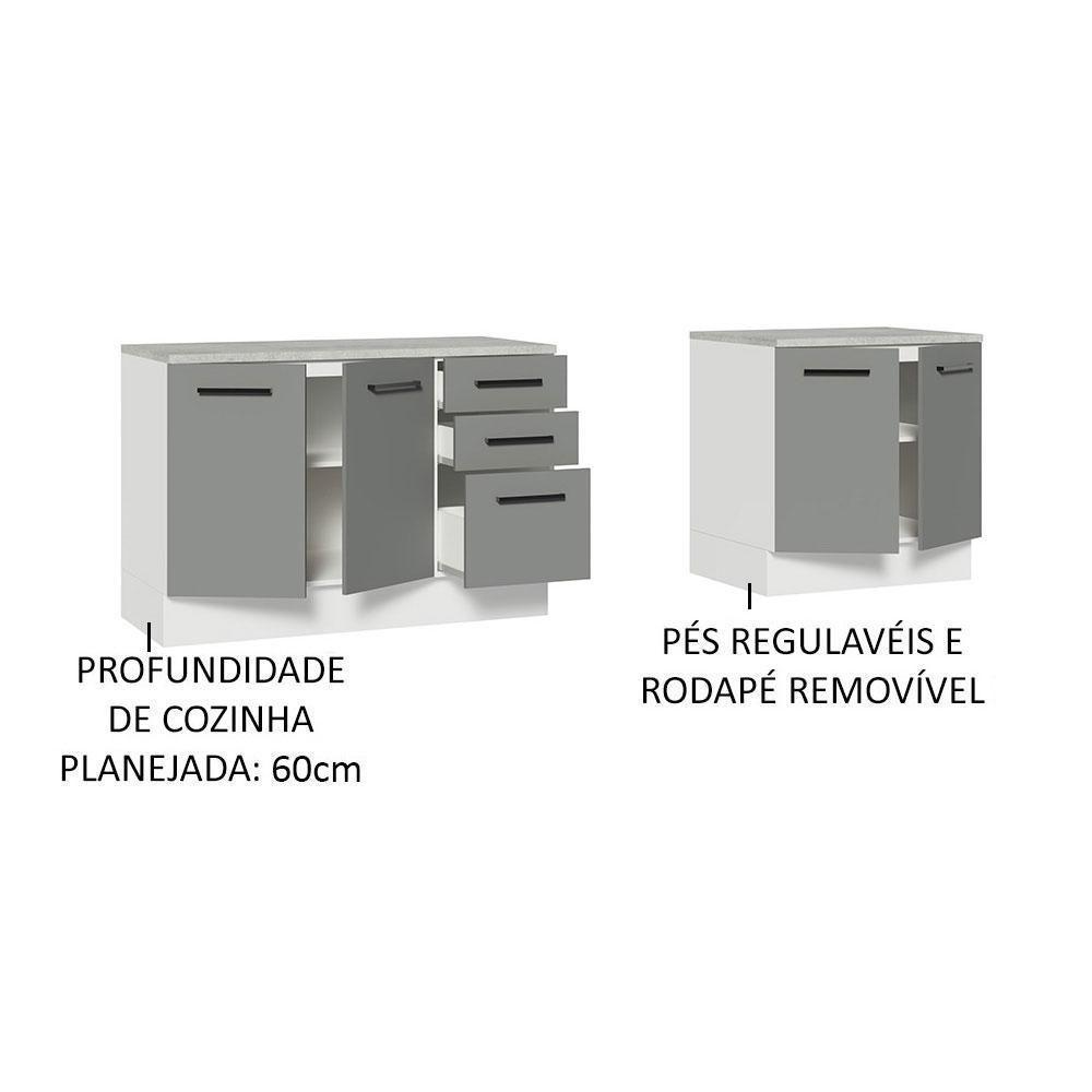 Kit 2 Balcões Multiuso 4 Portas 3 Gavetas Branco - 7