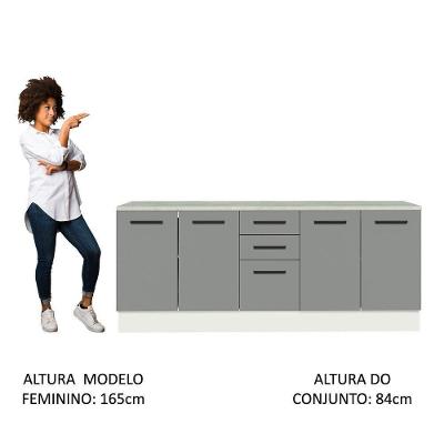 Kit 2 Balcões Multiuso 4 Portas 3 Gavetas Branco