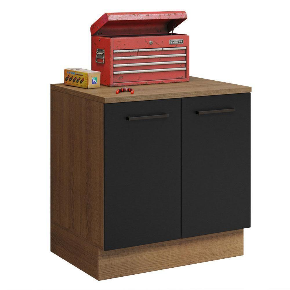 Balcão Multiuso 80cm 2 Portas Rustic/preto Madesa - 5