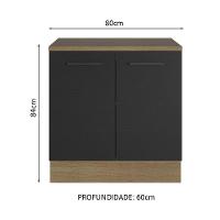 Balcão Multiuso 80cm 2 Portas Rustic/preto Madesa