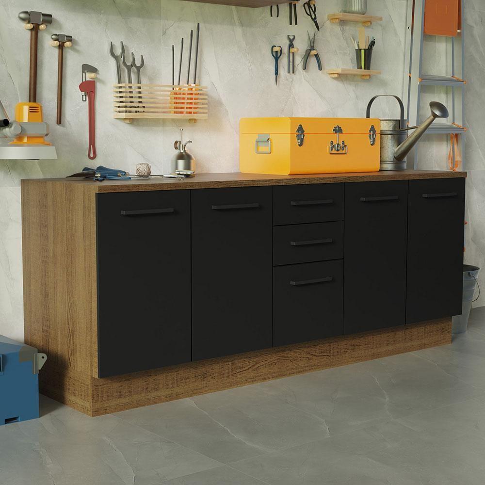 Kit 2 Balcões Multiuso 4 Portas 3 Gavetas Rustic - 1