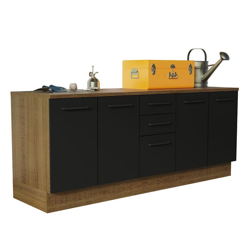 Kit 2 Balcões Multiuso 4 Portas 3 Gavetas Rustic - 2