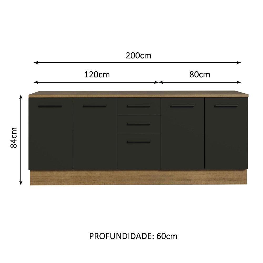 Kit 2 Balcões Multiuso 4 Portas 3 Gavetas Rustic - 9
