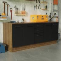 Kit 2 Balcões Multiuso 4 Portas 3 Gavetas Rustic - 1