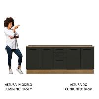 Kit 2 Balcões Multiuso 4 Portas 3 Gavetas Rustic - 8