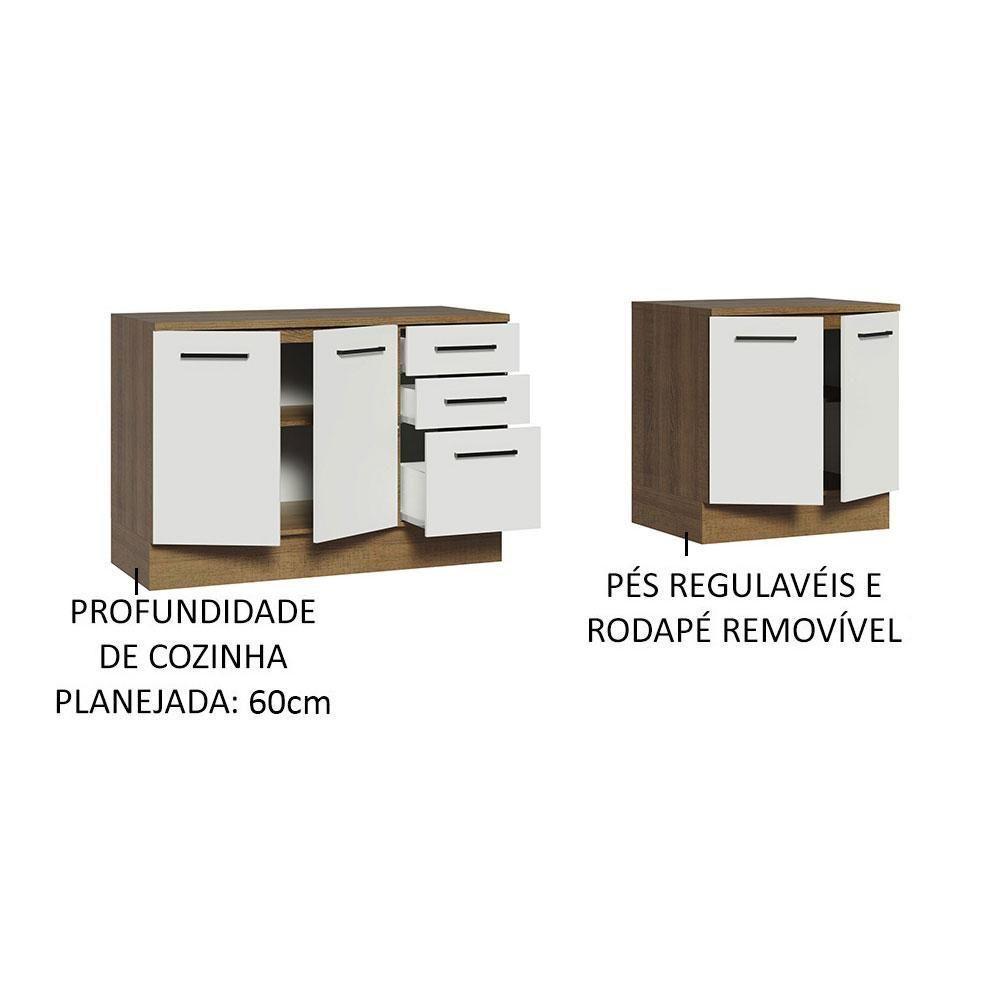 Kit 2 Balcões Multiuso 4 Portas 3 Gavetas Rustic/branco - 7