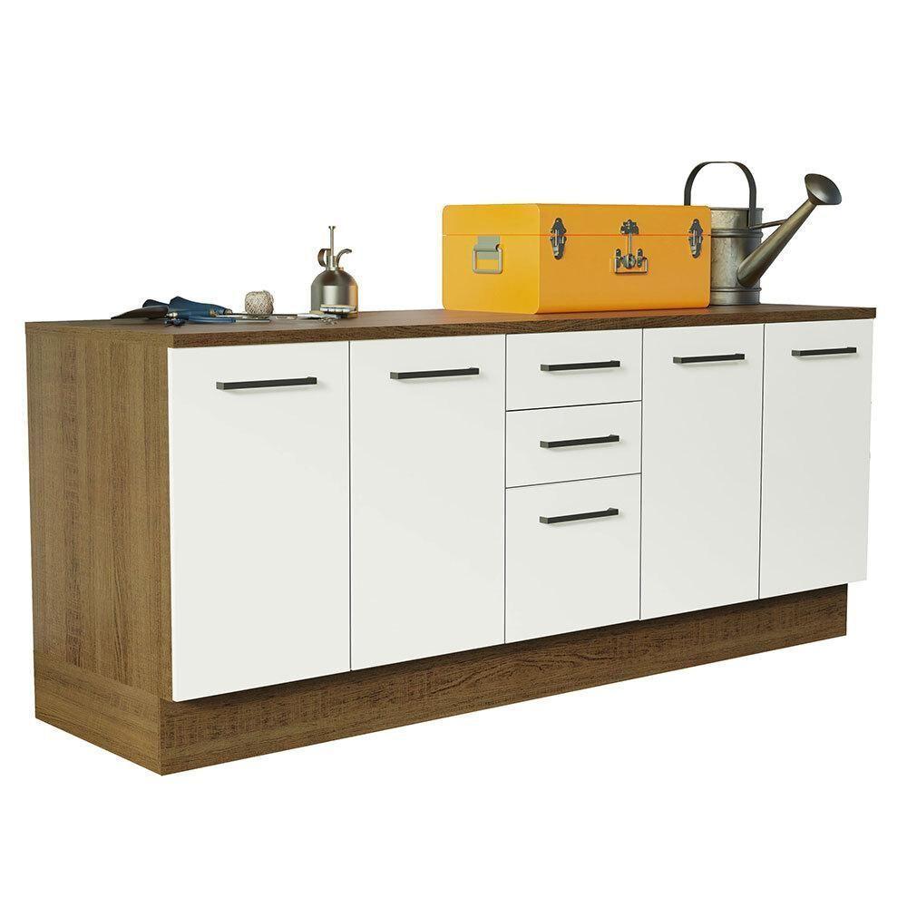 Kit 2 Balcões Multiuso 4 Portas 3 Gavetas Rustic/branco - 9