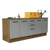 Kit 2 Balcões Multiuso 4 Portas 3 Gavetas Rustic - 2