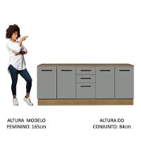 Kit 2 Balcões Multiuso 4 Portas 3 Gavetas Rustic - 8