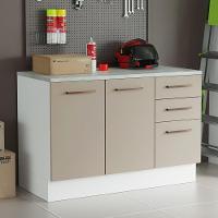 Balcão Multiuso 120cm 2 Portas 3 Gavetas Branco - 1