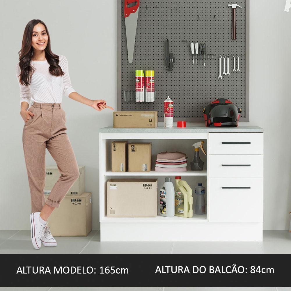 Balcão Multiuso 120cm 2 Portas 3 Gav Branco Agata Madesa - 5