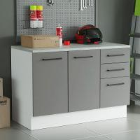 Balcão Multiuso 120cm 2 Portas 3 Gavetas Branco - 1