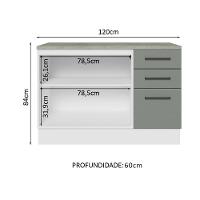 Balcão Multiuso 120cm 2 Portas 3 Gavetas Branco - 8