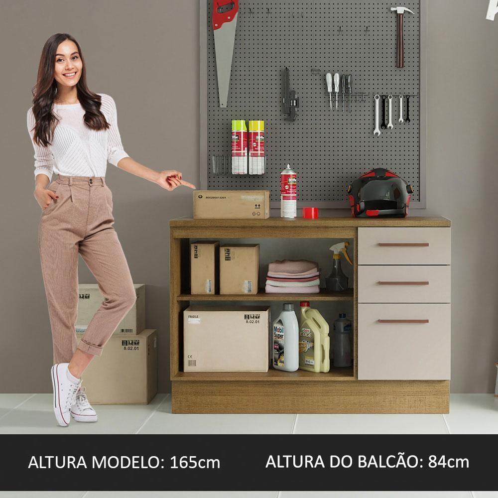 Balcão Multiuso 120cm 2 Portas 3 Gavetas Rustic - 5