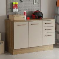 Balcão Multiuso 120cm 2 Portas 3 Gavetas Rustic - 1