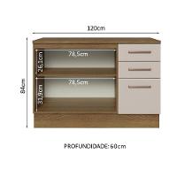Balcão Multiuso 120cm 2 Portas 3 Gavetas Rustic - 7