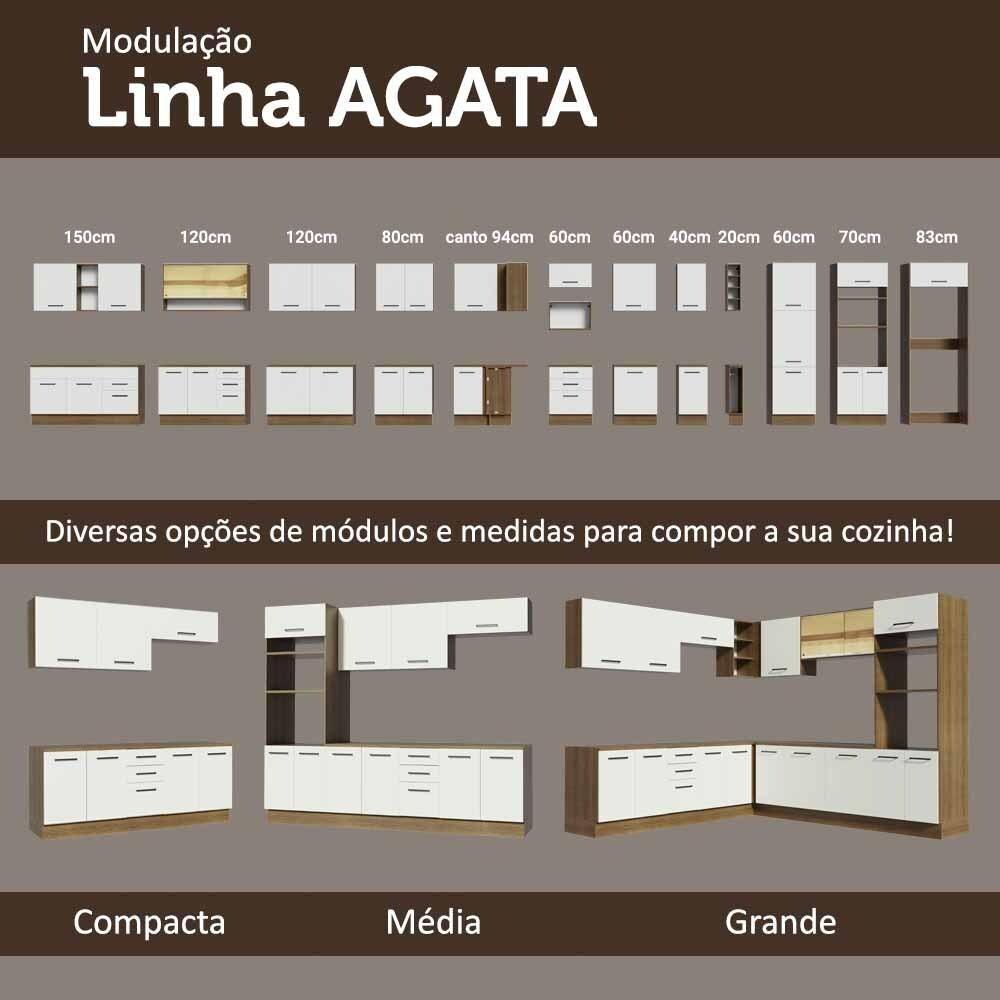 Balcão Multiuso 120cm 2 Portas 3 Gavetas Rustic/Branco - 5