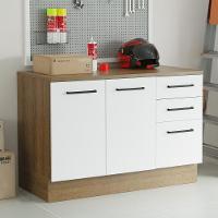 Balcão Multiuso 120cm 2 Portas 3 Gavetas Rustic/Branco - 1