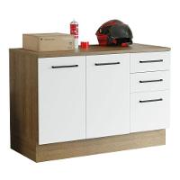 Balcão Multiuso 120cm 2 Portas 3 Gavetas Rustic/Branco - 3