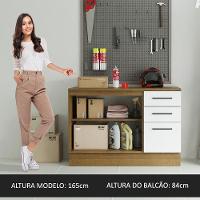 Balcão Multiuso 120cm 2 Portas 3 Gavetas Rustic/Branco - 8