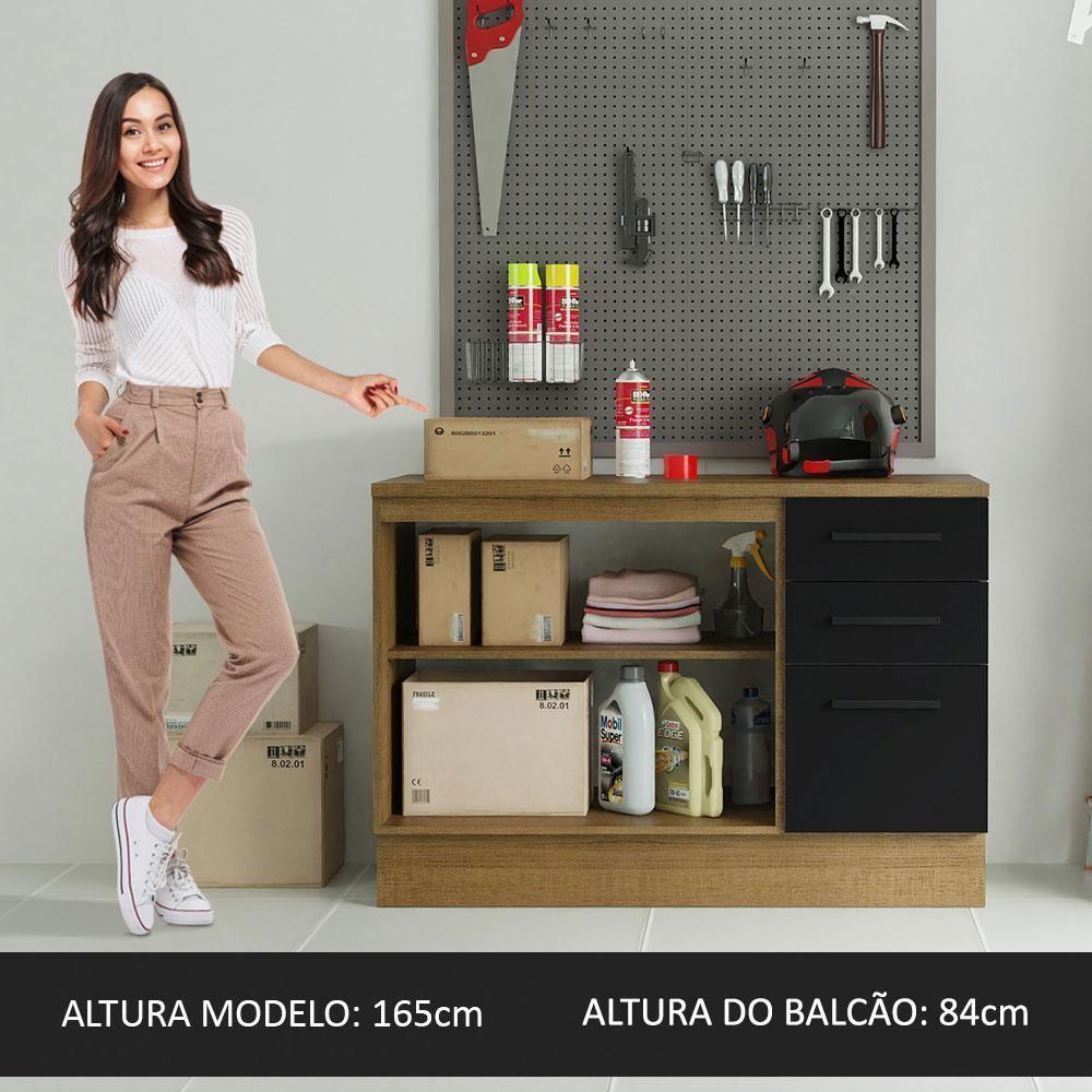 Balcão Multiuso 120cm 2 Portas 3 Gavetas Rustic - 5