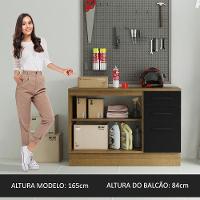 Balcão Multiuso 120cm 2 Portas 3 Gavetas Rustic - 5