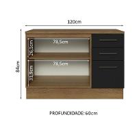 Balcão Multiuso 120cm 2 Portas 3 Gavetas Rustic - 7