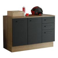 Balcão Multiuso 120cm 2 Portas 3 Gavetas Rustic - 9