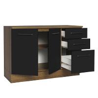 Balcão Multiuso 120cm 2 Portas 3 Gavetas Rustic - 10