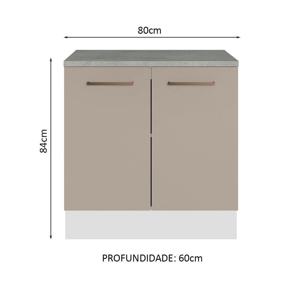 Balcão Multiuso 80cm 2 Portas Branco/crema Madesa - 8