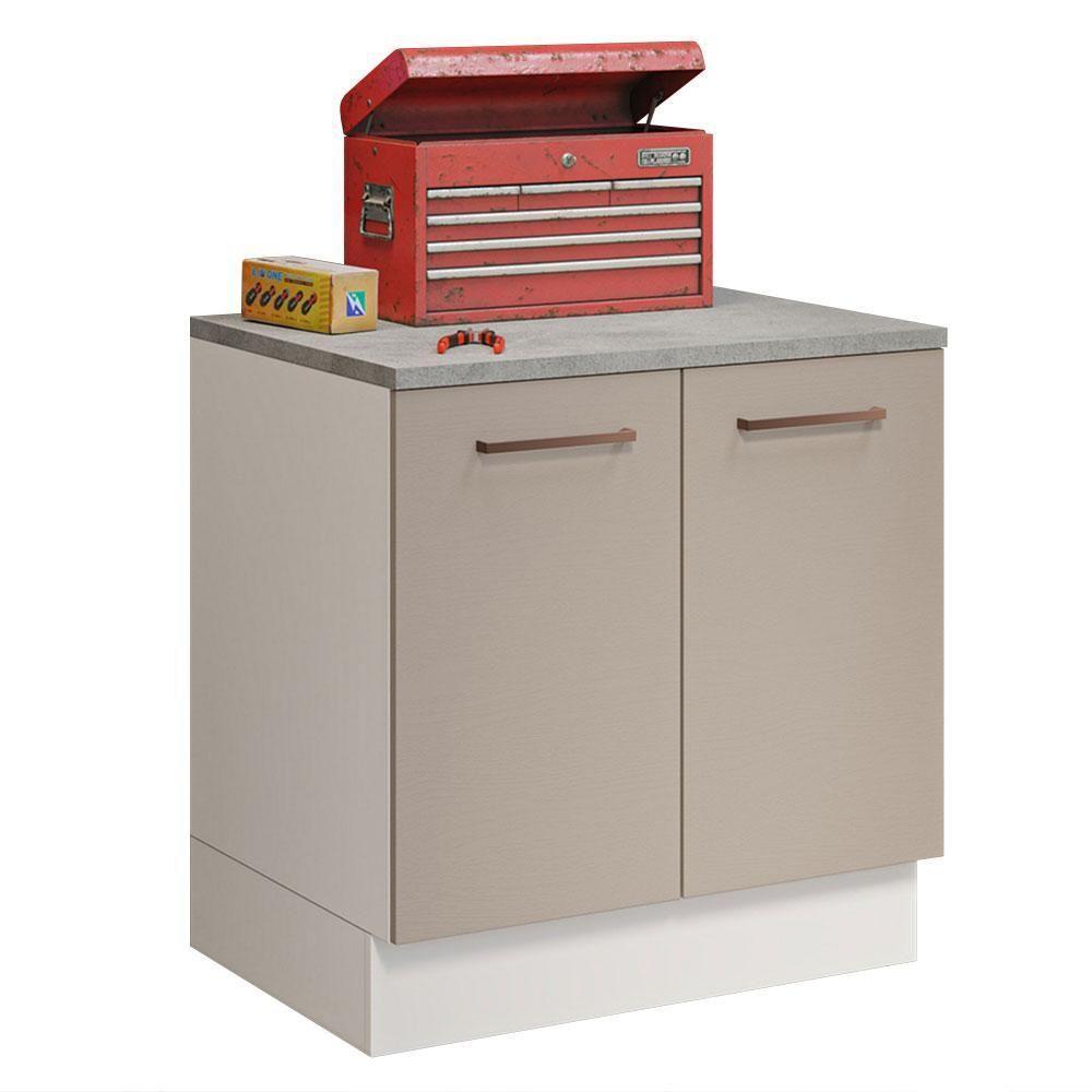 Balcão Multiuso 80cm 2 Portas Branco/crema Madesa - 9