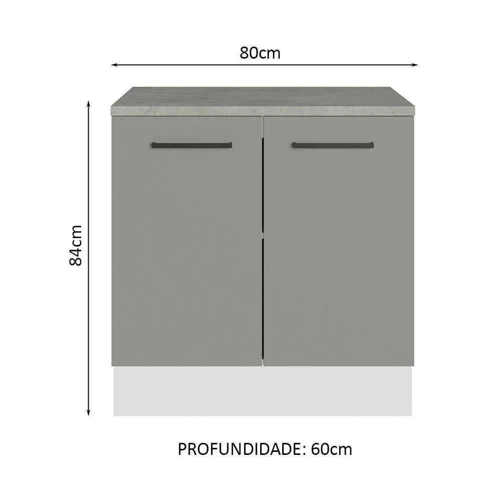 Balcão Multiuso 80cm 2 Portas Branco/cinza Madesa - 8