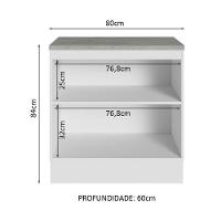 Balcão Multiuso 80cm 2 Portas Branco/cinza Madesa - 7
