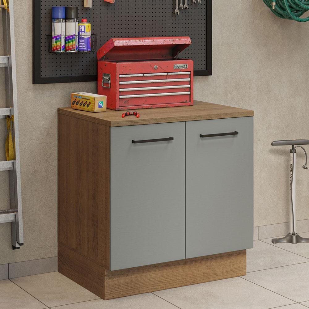 Balcão Multiuso 80cm 2 Portas Rustic/cinza Madesa - 1
