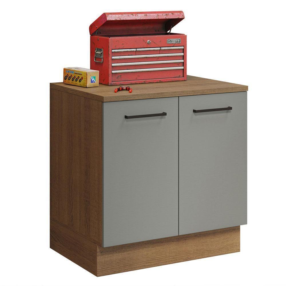 Balcão Multiuso 80cm 2 Portas Rustic/cinza Madesa - 9