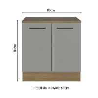 Balcão Multiuso 80cm 2 Portas Rustic/cinza Madesa - 8